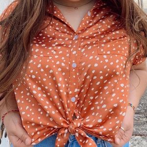 Silky Spotted Button Down Shirt